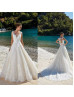 Ivory Lace Tulle Illusion Back Wedding Dress